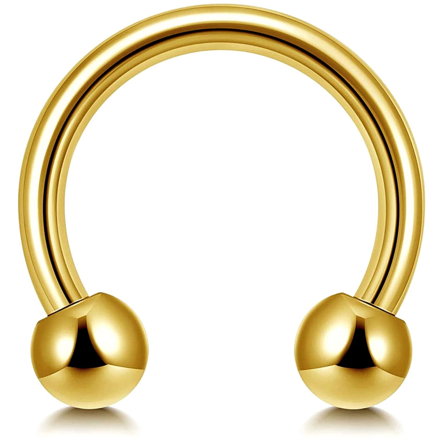 Gold Horseshoe Earrings, Nose Ring - Horseshoe Septum Ring - 00G, 0G, 1G, 2G, 4G, 6G, 8G, 10G, 12G, 14G 16G, 18G - Size 6mm to 19mm