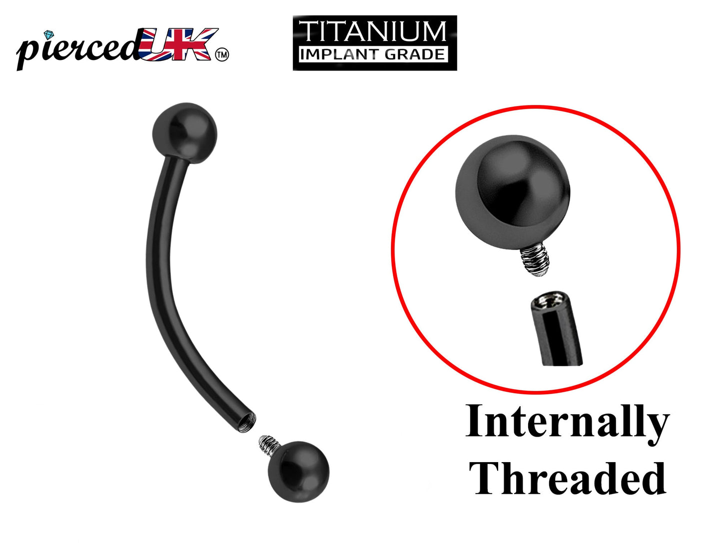 Titanium Internal Curved barbell, Eyebrow Piercing – 16g 14g Body Piercing vertical labret, lip stud, anti-eyebrow Piercing