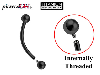 Titanium Internal Curved barbell, Eyebrow Piercing – 16g 14g Body Piercing vertical labret, lip stud, anti-eyebrow Piercing