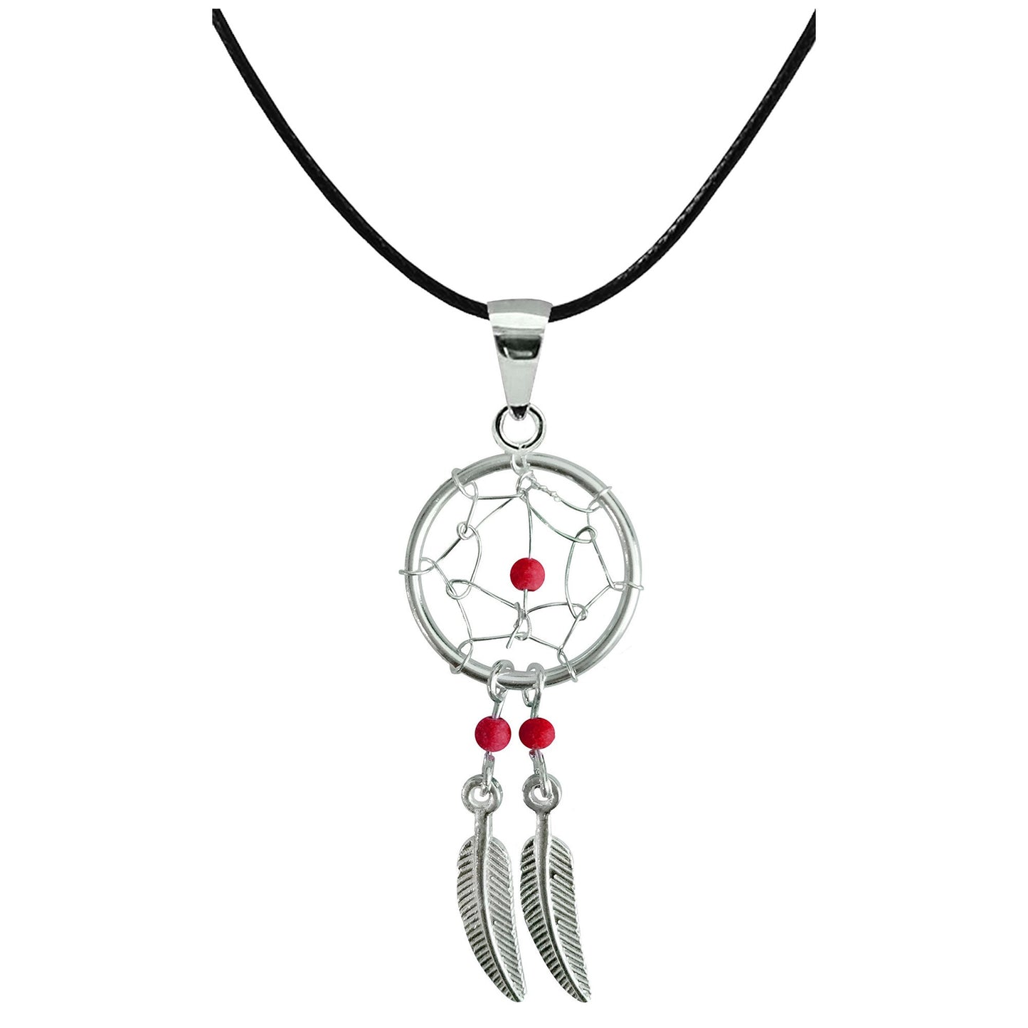 Dreamcatcher Pendant, Silver Pendant with Genuine Stone Beads - Dreamcatcher Jewellery Necklace for Women