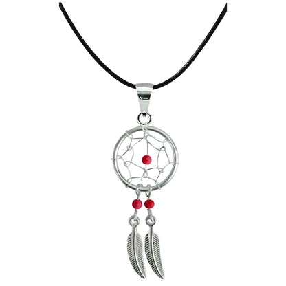 Dreamcatcher Pendant, Silver Pendant with Genuine Stone Beads - Dreamcatcher Jewellery Necklace for Women