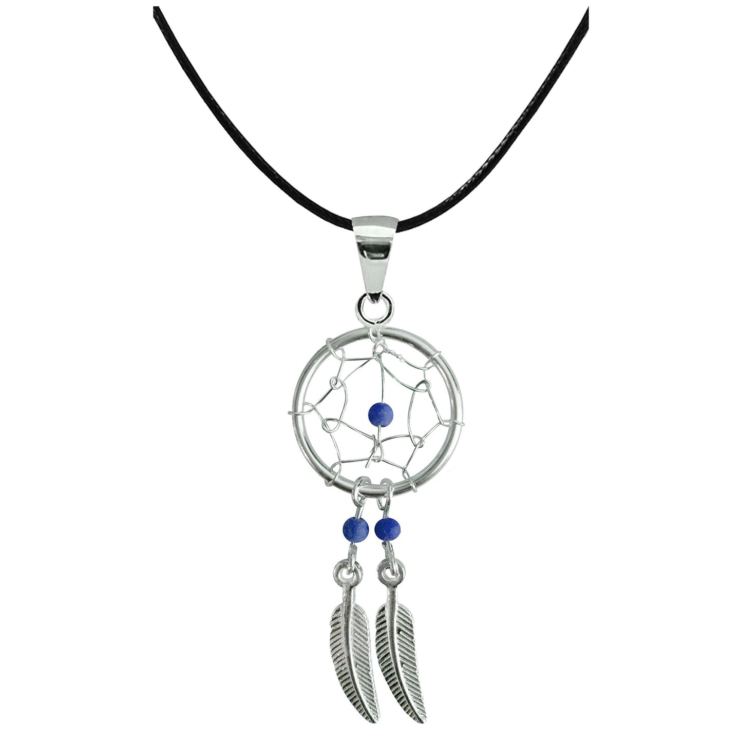 Dreamcatcher Pendant, Silver Pendant with Genuine Stone Beads - Dreamcatcher Jewellery Necklace for Women