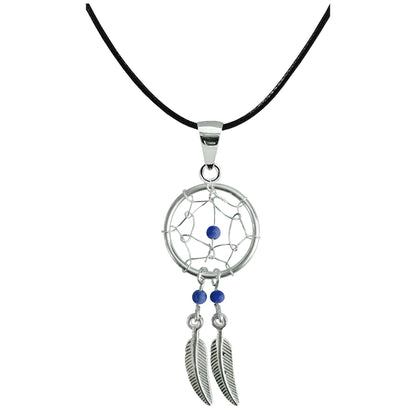 Dreamcatcher Pendant, Silver Pendant with Genuine Stone Beads - Dreamcatcher Jewellery Necklace for Women