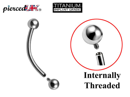 Titanium Internal Curved barbell, Eyebrow Piercing – 16g 14g Body Piercing vertical labret, lip stud, anti-eyebrow Piercing