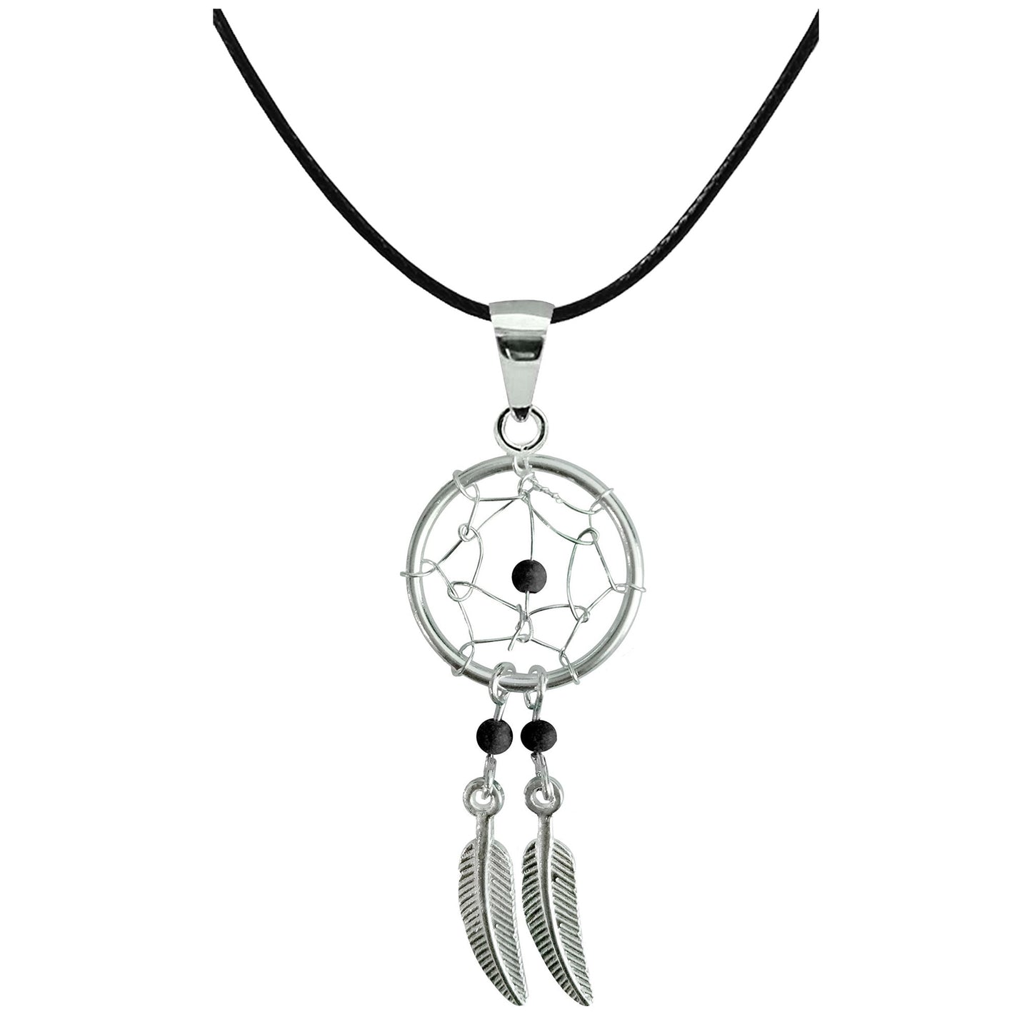 Dreamcatcher Pendant, Silver Pendant with Genuine Stone Beads - Dreamcatcher Jewellery Necklace for Women