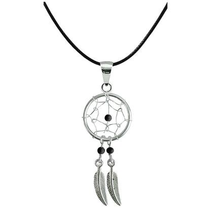 Dreamcatcher Pendant, Silver Pendant with Genuine Stone Beads - Dreamcatcher Jewellery Necklace for Women