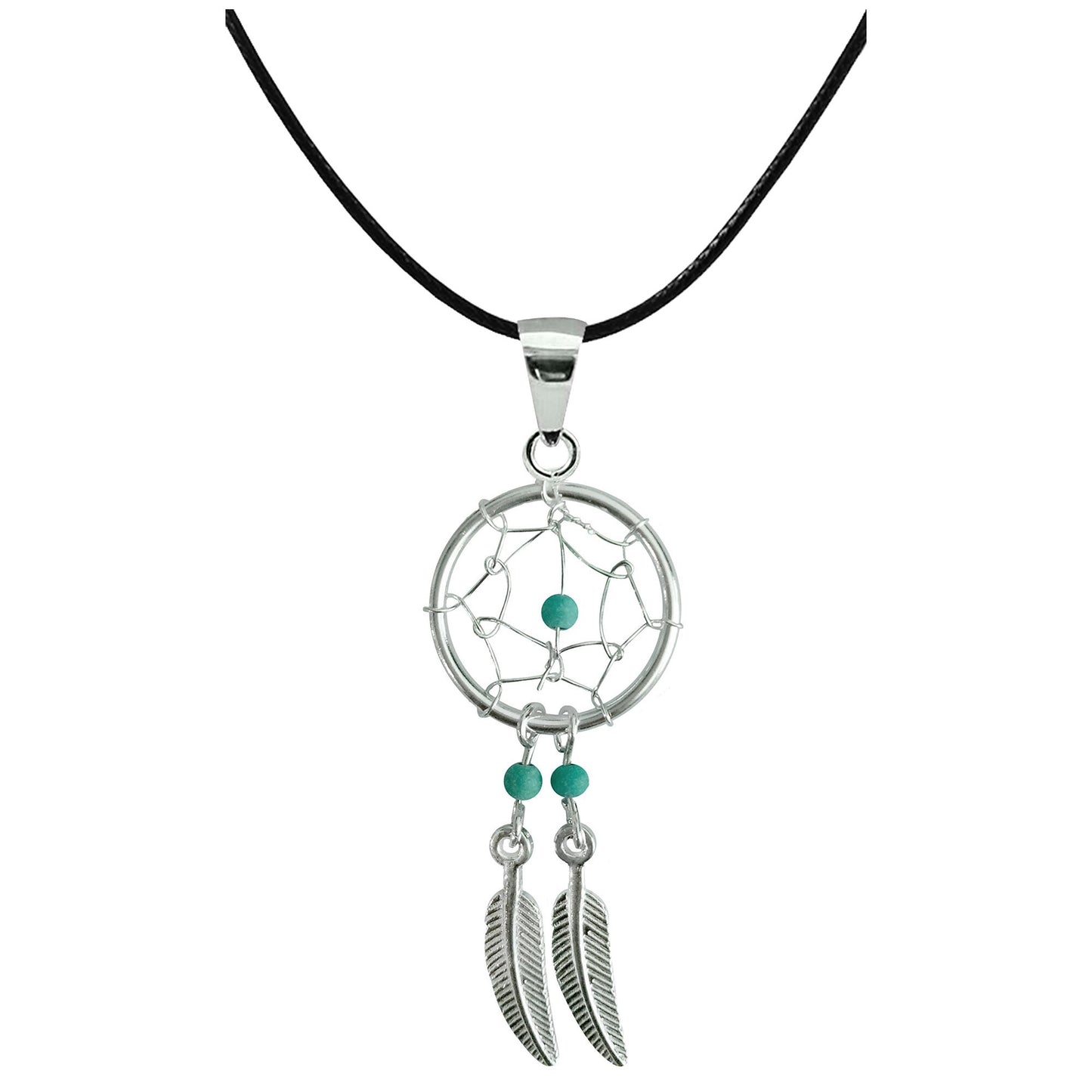Dreamcatcher Pendant, Silver Pendant with Genuine Stone Beads - Dreamcatcher Jewellery Necklace for Women