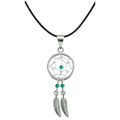 Dreamcatcher Pendant, Silver Pendant with Genuine Stone Beads - Dreamcatcher Jewellery Necklace for Women