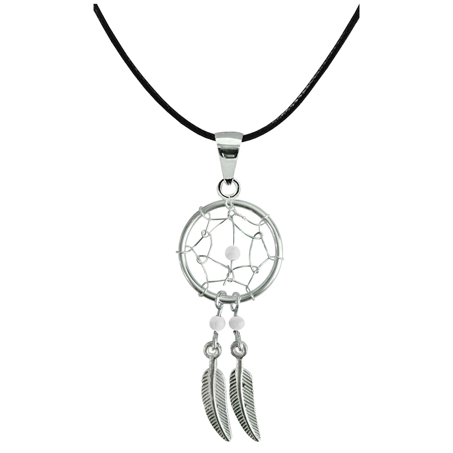 Dreamcatcher Pendant, Silver Pendant with Genuine Stone Beads - Dreamcatcher Jewellery Necklace for Women