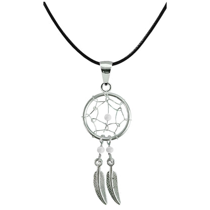 Dreamcatcher Pendant, Silver Pendant with Genuine Stone Beads - Dreamcatcher Jewellery Necklace for Women