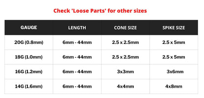 Spike Barbell Industrial Piercing – 18g, 16g, 14g (1.0, 1.2 & 1.6mm) Straight Barbell with Spike– Nipple, Cartilage, Ear Pierce