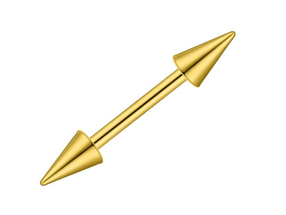 Spike Barbell Industrial Piercing – 18g, 16g, 14g (1.0, 1.2 & 1.6mm) Straight Barbell with Spike– Nipple, Cartilage, Ear Pierce