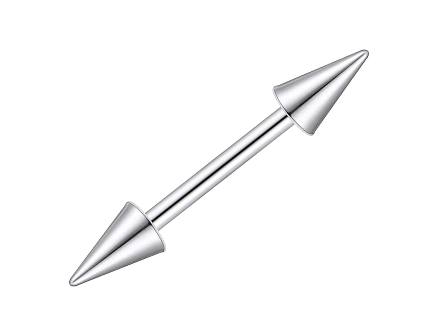 Spike Barbell Industrial Piercing – 18g, 16g, 14g (1.0, 1.2 & 1.6mm) Straight Barbell with Spike– Nipple, Cartilage, Ear Pierce