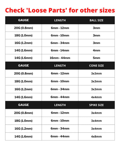 Titanium Barbell, Industrial Piercing - Customize Barbell Piercing in 20g to 14g - Spike - Gem Ball - Multi Stone - Disco Ball - Plain Ball.