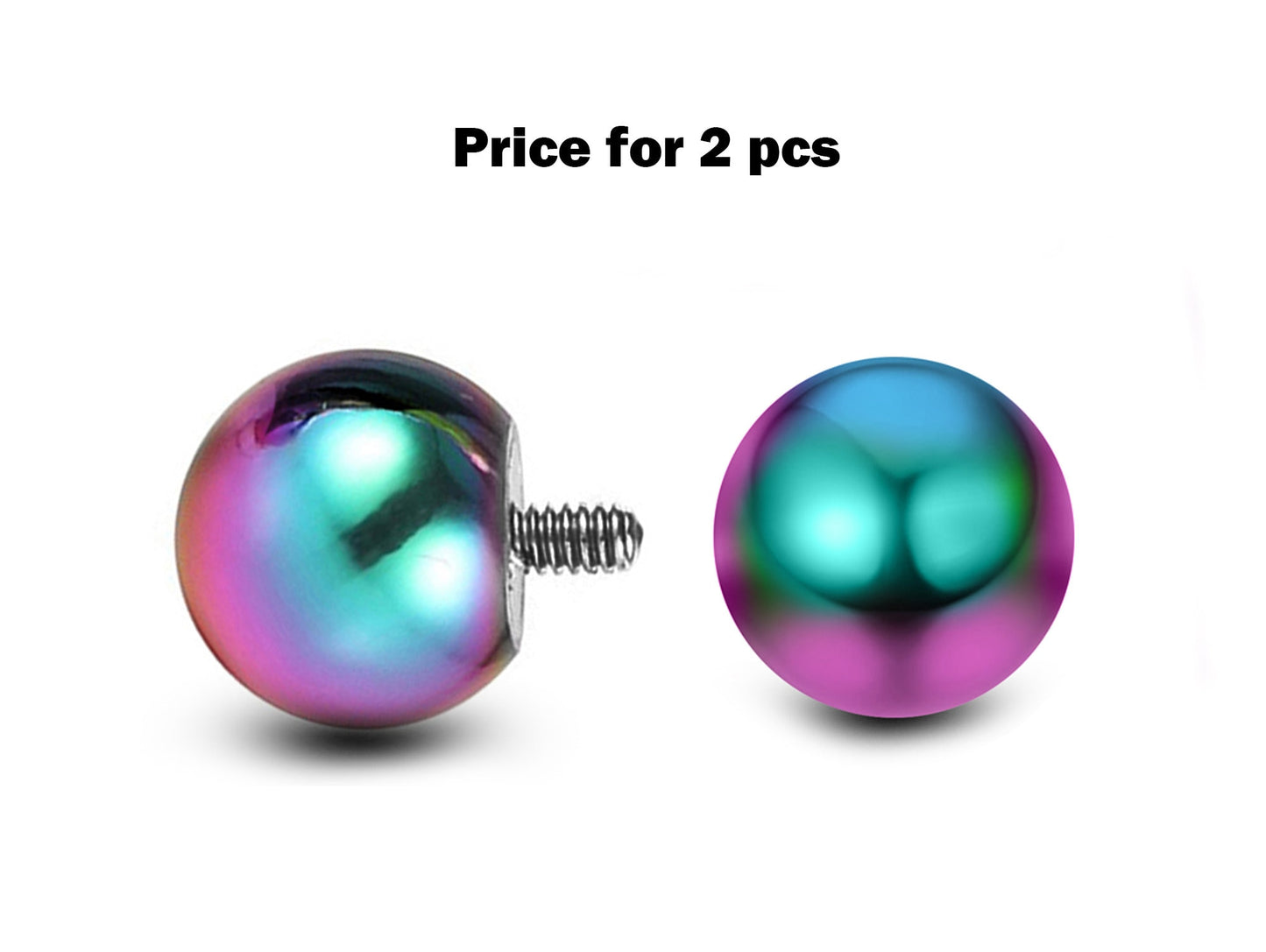 Internal Ball Replacement Piercing Parts, Loose Ball - 2 pieces Screw Ball Attachment for Barbell, Labret, Horseshoe Bar, Curved Barbell