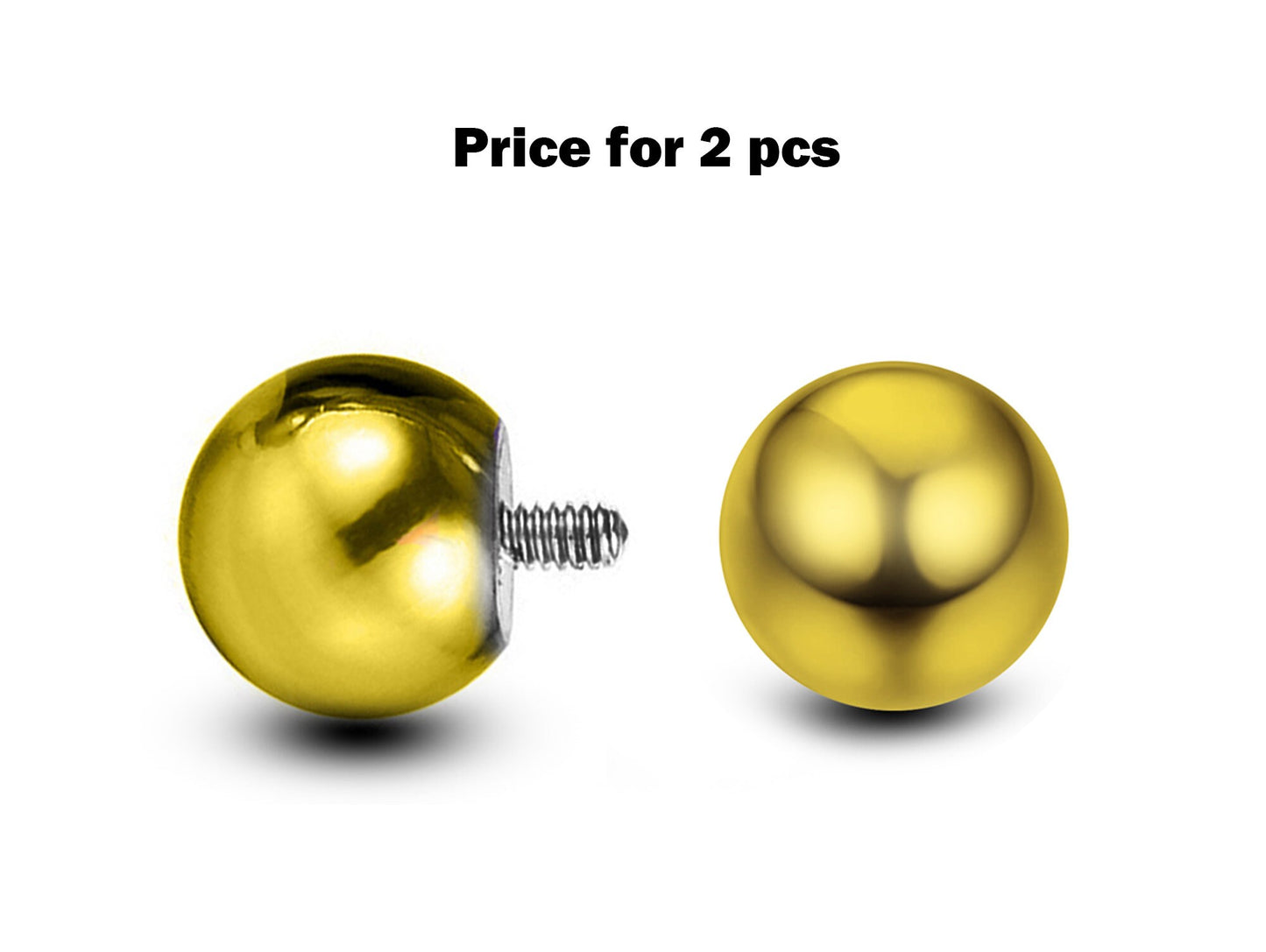 Internal Ball Replacement Piercing Parts, Loose Ball - 2 pieces Screw Ball Attachment for Barbell, Labret, Horseshoe Bar, Curved Barbell