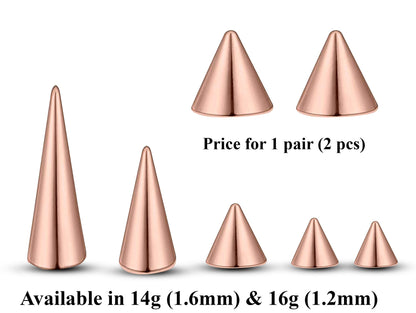 Spike Piercing, Pair of Color Spike and Cone Replacement Piercing Parts – 2 pieces – 16g, 14g Attachment for Barbell, Labret piercing kit