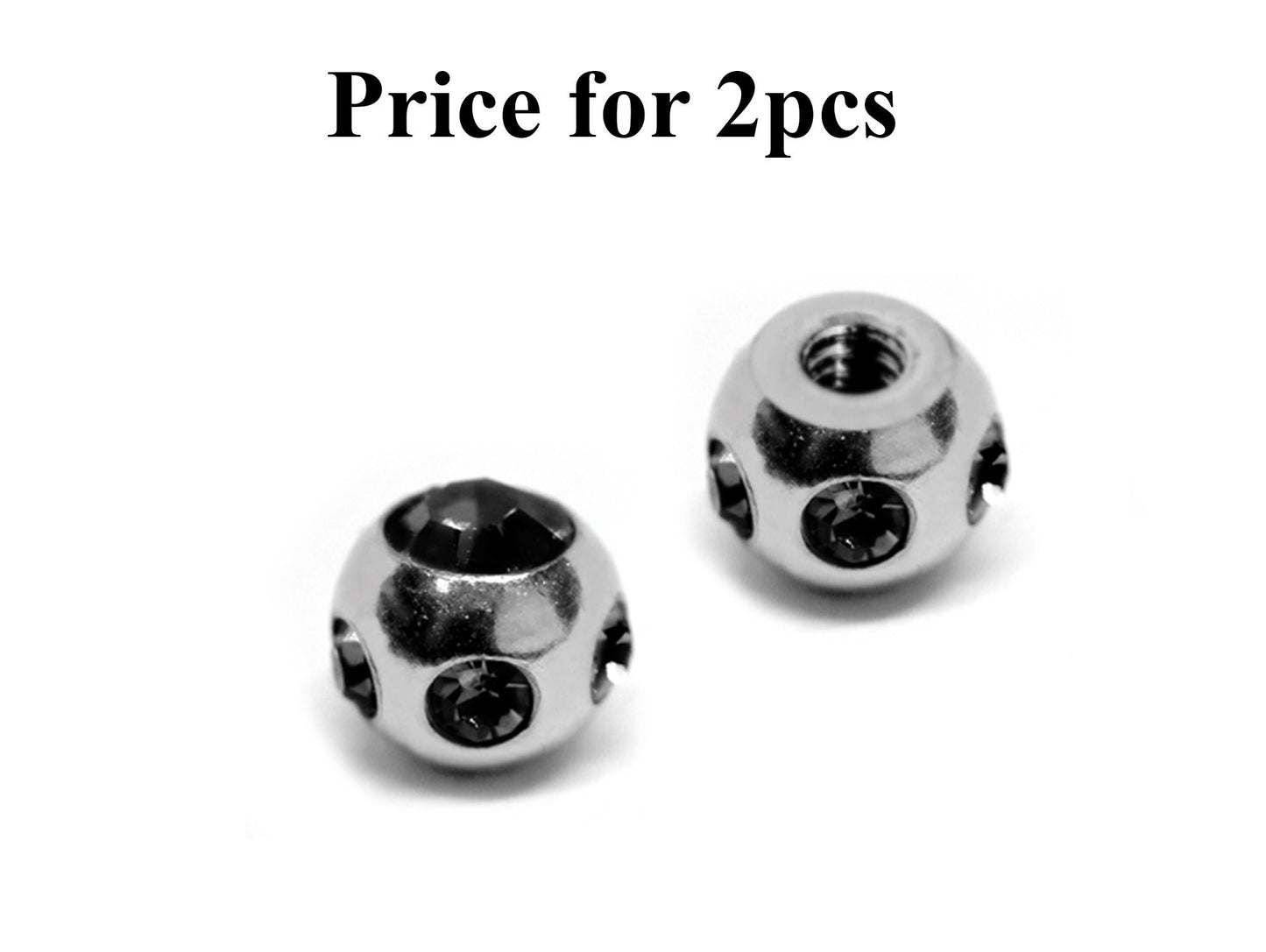 Replacement Piercing Parts, Loose Part – 1 Pair (2pcs) Multi Crystal Ball Attachment for lip labret, Barbell, Septum ring, Curved Barbell