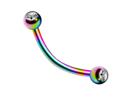 Titanium Curved Barbell, Daith Piercing – 18g, 16g, 14g  Eyebrow Piercing Jewelry in many Colors with Clear Crystal Top Gem Ball