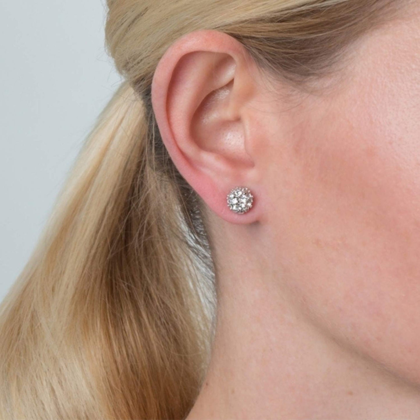 Glitter Ball Stud Earrings, Bling Ball - 2 Pairs of Multi Crystal Ball Silver Earring size 6mm and 8mm Ball - Choose in Many Colours