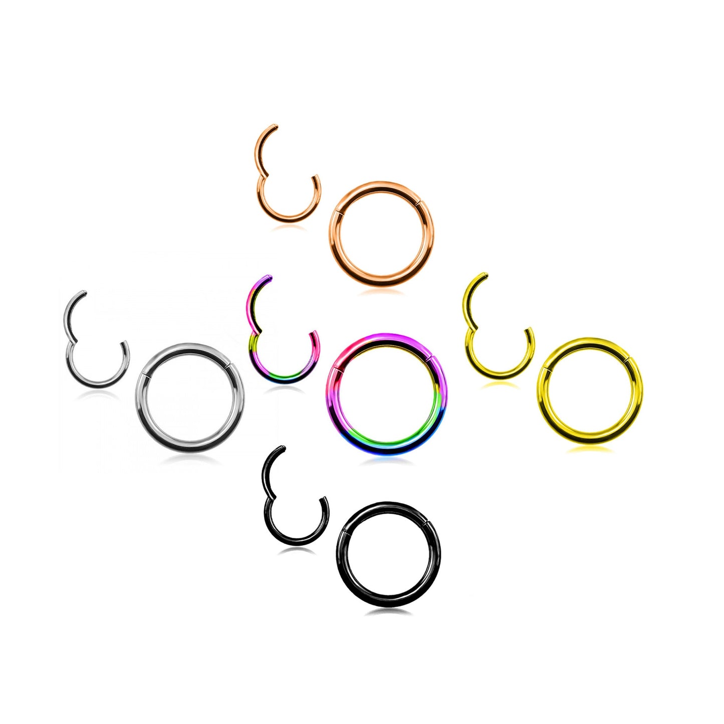 Rose Gold Hoop Earrings, Rose Gold Septum clicker - Titanium Nose Ring - 20G 18G 16G 14G - Diameter 6mm to 12mm - Rose Gold