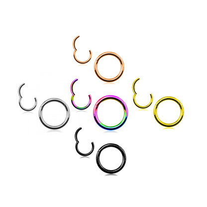 Rose Gold Hoop Earrings, Rose Gold Septum clicker - Titanium Nose Ring - 20G 18G 16G 14G - Diameter 6mm to 12mm - Rose Gold