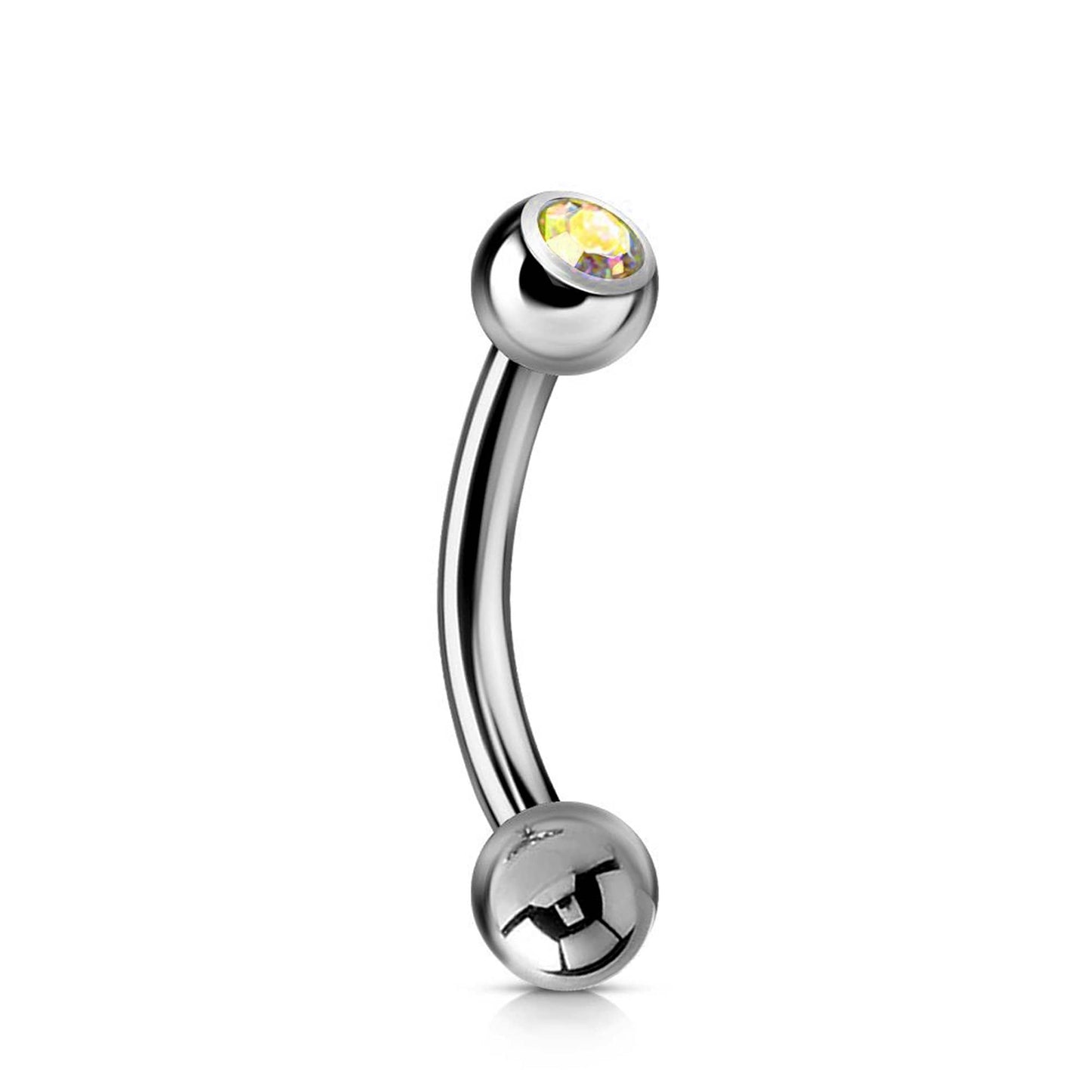 Titanium Curved Barbell, Daith Piercing - Single Jeweled Bent Barbell - 18g 16g 14g - Piercing for belly ring, Ear, Tragus, Helix