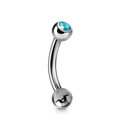 Titanium Curved Barbell, Daith Piercing - Single Jeweled Bent Barbell - 18g 16g 14g - Piercing for belly ring, Ear, Tragus, Helix