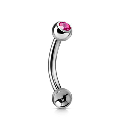 Titanium Curved Barbell, Daith Piercing - Single Jeweled Bent Barbell - 18g 16g 14g - Piercing for belly ring, Ear, Tragus, Helix