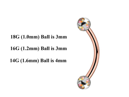 Rose Gold Curved Barbell, Eyebrow Bar – Custom Bent Barbell 18g 16g 14g Piercing for Daith, Vertical Labret and More