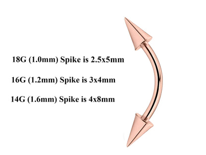 Rose Gold Curved Barbell, Eyebrow Bar – Custom Bent Barbell 18g 16g 14g Piercing for Daith, Vertical Labret and More