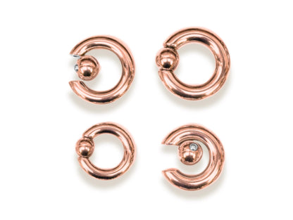 Rose Gold Prince Albert PA Ring Jewelry Titanium Captive Bead Piercing CBR Large Size Body Jewellery 2ga to 00ga sold as a single unit