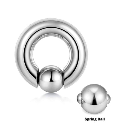 Titanium Captive Bead Ring, Captive Nose Ring – Piercings for Ear, Septum Ring, Lip, Nipple Rin Gauge 18g to 0g – Big Gauge with Spring Ball