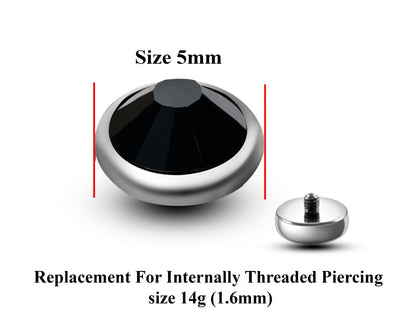 Replacement Piercing Parts, Loose Part – 2pcs  –14g Attachment for internally threaded Piercing like Dermal Anchor, Surface Piercing, labret