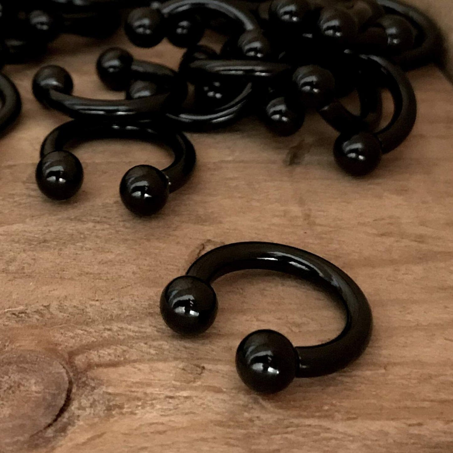 Titanium Black Horseshoe Septum Ring, Nose Piercing - 1pc to 4pc Circular Barbell (CBB) - 18g, 16g, 14g size 6mm to 16mm