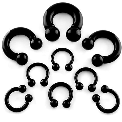 Titanium Black Horseshoe Septum Ring, Nose Piercing - 1pc to 4pc Circular Barbell (CBB) - 18g, 16g, 14g size 6mm to 16mm