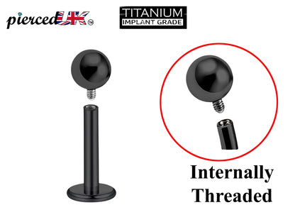 Titanium Internal Labret Stud Piercing, Lip Piercing - 16G 14G Body Piercing Tragus Earring, Flat Back Lip Jewellery