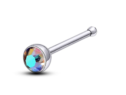 Nose Bone Stud, Nose Stud - Nose Pin with CZ Crystals - Nose Piercing Size 20G 18G - Nostril Ring, Nose Jewelry, Straight Nose Pin