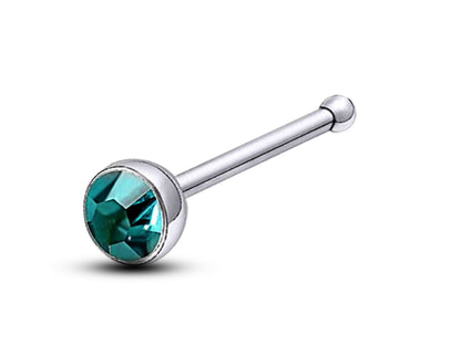 Nose Bone Stud, Nose Stud - Nose Pin with CZ Crystals - Nose Piercing Size 20G 18G - Nostril Ring, Nose Jewelry, Straight Nose Pin