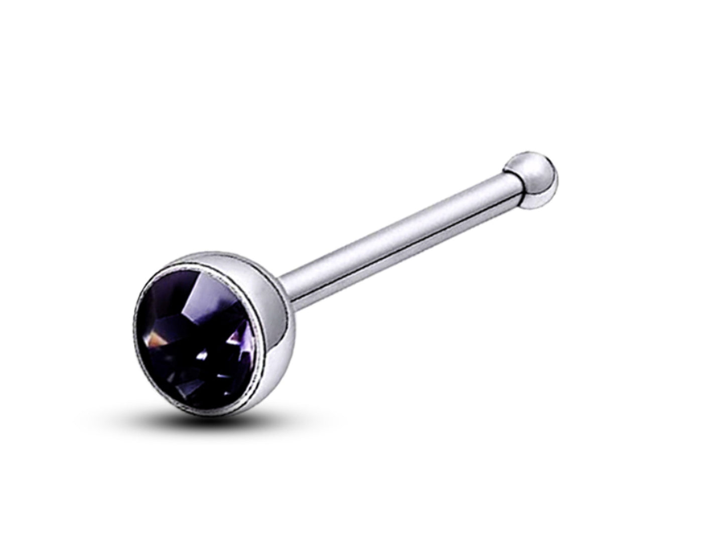 Nose Bone Stud, Nose Stud - Nose Pin with CZ Crystals - Nose Piercing Size 20G 18G - Nostril Ring, Nose Jewelry, Straight Nose Pin