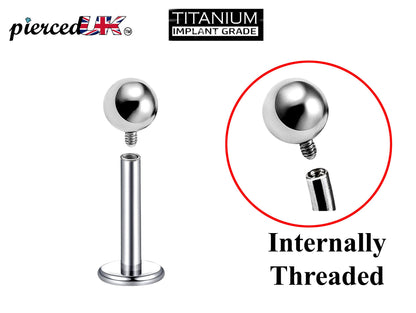 Titanium Internal Labret Stud Piercing, Lip Piercing - 16G 14G Body Piercing Tragus Earring, Flat Back Lip Jewellery