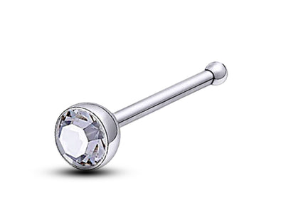 Nose Bone Stud, Nose Stud - Nose Pin with CZ Crystals - Nose Piercing Size 20G 18G - Nostril Ring, Nose Jewelry, Straight Nose Pin