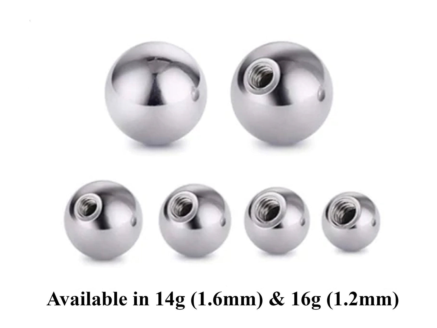 Body Jewelry Replacement Balls, Spikes - (2pcs) Loose parts for Barbells, Horseshoe Piercing, Curved Barbell, Labrets, Septum and more.