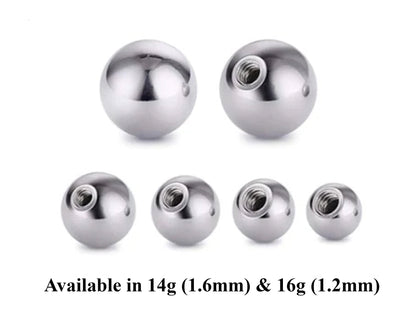 Body Jewelry Replacement Balls, Spikes - (2pcs) Loose parts for Barbells, Horseshoe Piercing, Curved Barbell, Labrets, Septum and more.