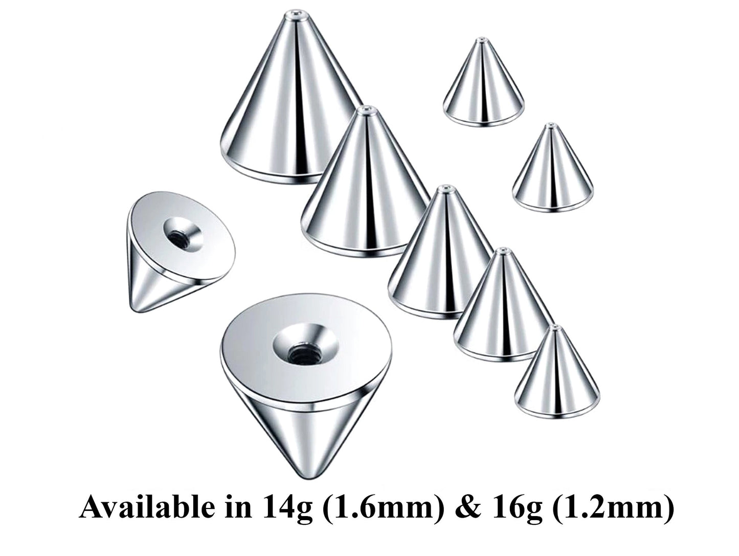 Body Jewelry Replacement Balls, Spikes - (2pcs) Loose parts for Barbells, Horseshoe Piercing, Curved Barbell, Labrets, Septum and more.
