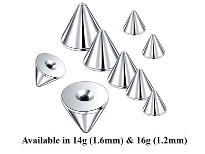 Body Jewelry Replacement Balls, Spikes - (2pcs) Loose parts for Barbells, Horseshoe Piercing, Curved Barbell, Labrets, Septum and more.