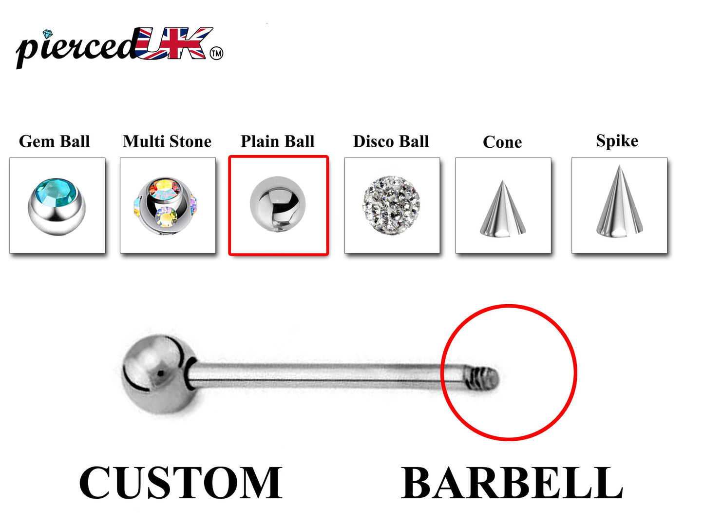 Barbell Earrings - Customize Barbell Piercing in 20g 18g 16g 14g - Spike - Gem Ball - Multi Stone - Disco Ball - Plain Ball.