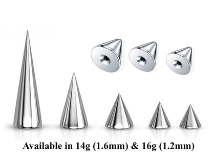 Body Jewelry Replacement Balls, Spikes - (2pcs) Loose parts for Barbells, Horseshoe Piercing, Curved Barbell, Labrets, Septum and more.