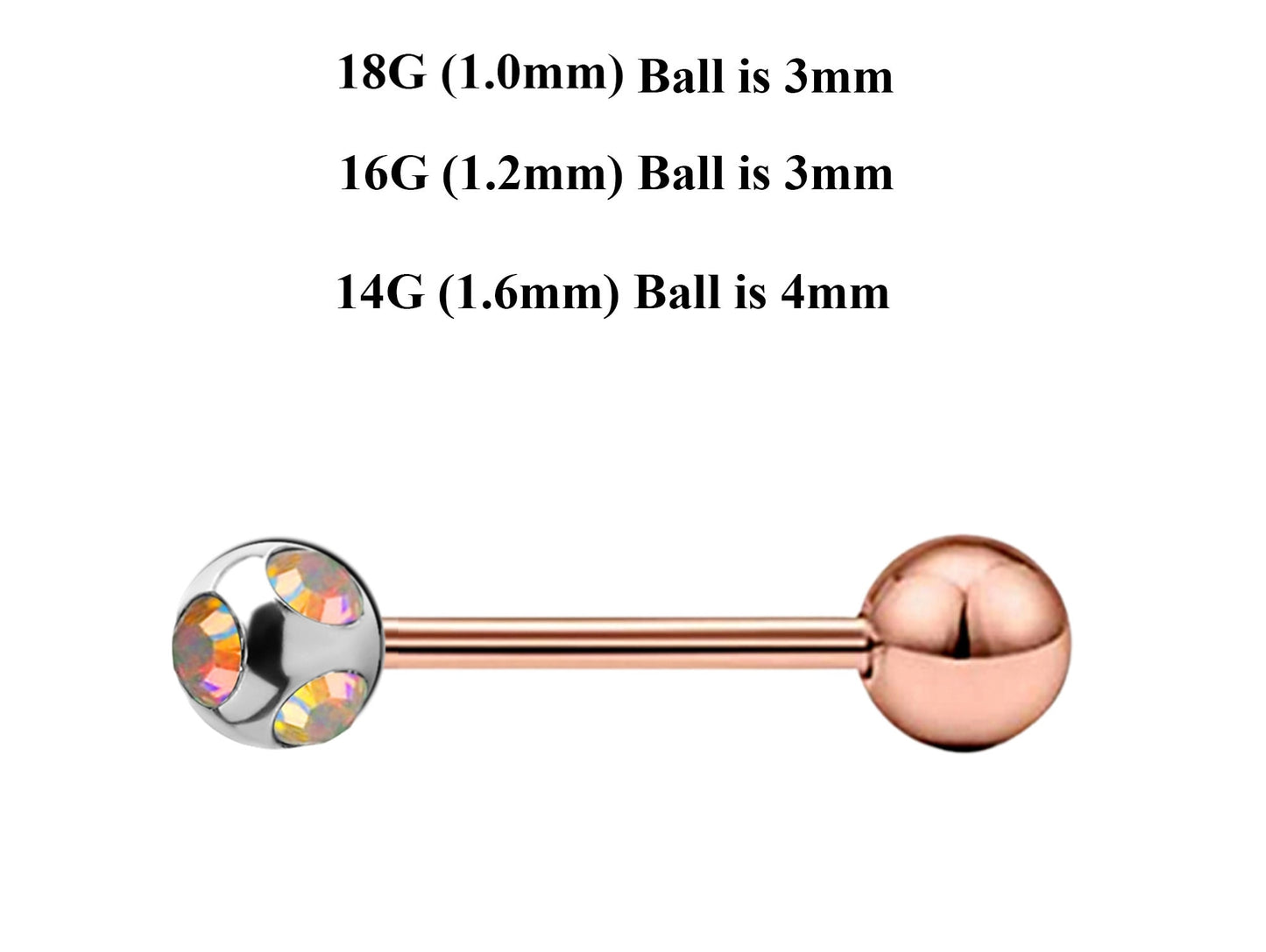 Rose Gold Barbell Stud, Industrial Piercing – Custom Barbell Piercing 18g, 16g, 14g Body Jewellery for Nipple, Eyebrow, Tongue Bar and More