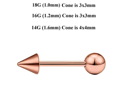 Rose Gold Barbell Stud, Industrial Piercing – Custom Barbell Piercing 18g, 16g, 14g Body Jewellery for Nipple, Eyebrow, Tongue Bar and More